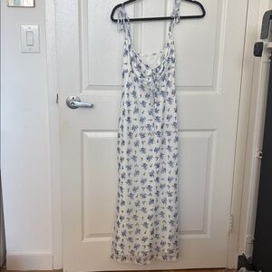 NWT Cider White Dress with Blue Floral Design